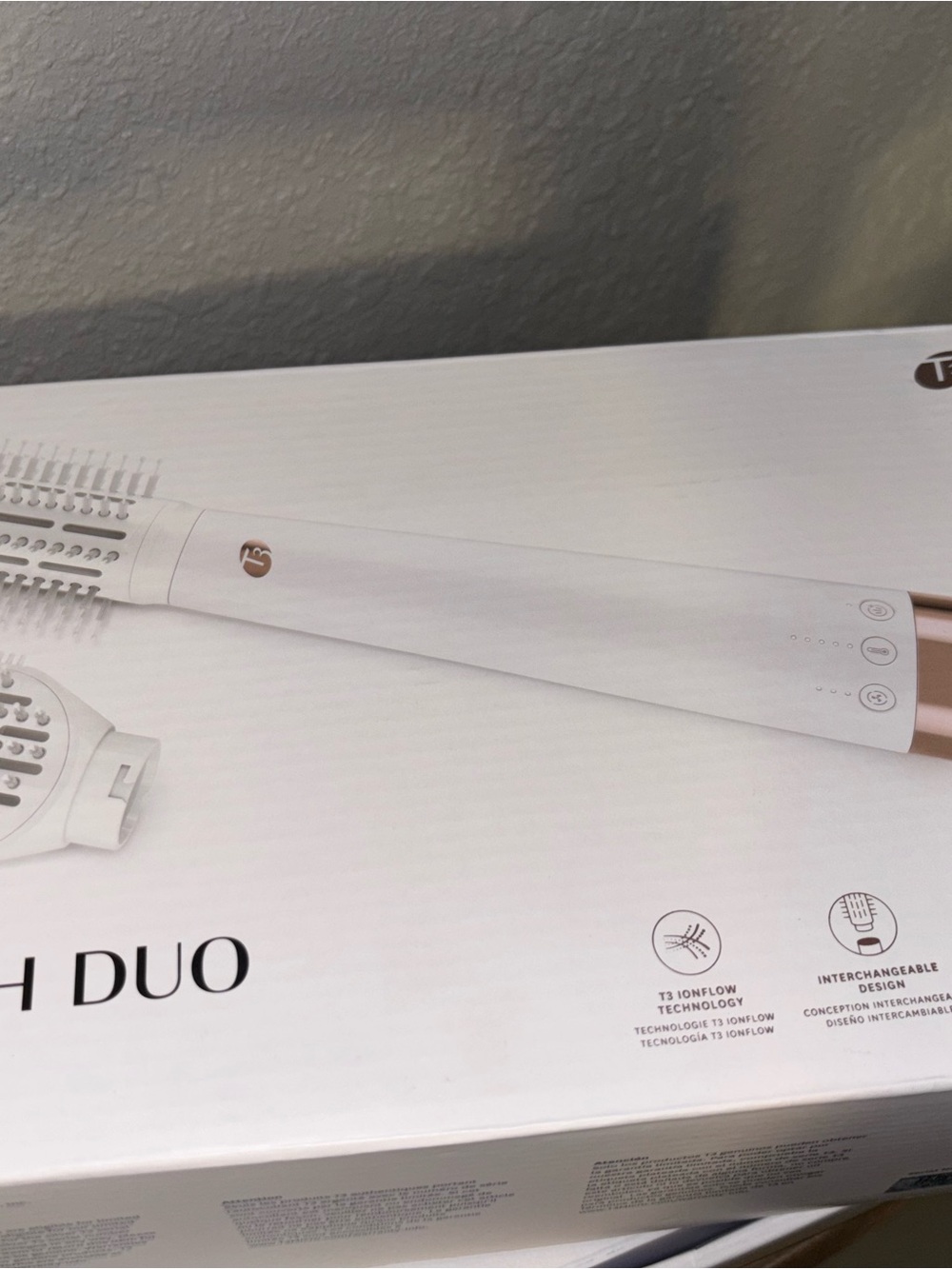 T3 White & Rose Gold Dual-Head Styling Brush - Women Skincare Tools